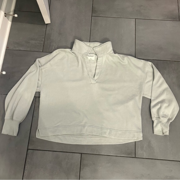 Abercrombie & Fitch Soft A & F Collared Polo Sweatshirt in Light Blue - Picture 2 of 4